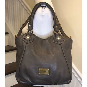 MARC JACOBS Grey Leather Top Handle Crossbody Women’s Workwear Satchel Tote